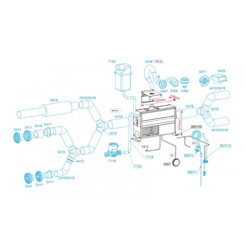 Chauffage Wallas Diesel Viking Combi 12 Volts 2.5 KW