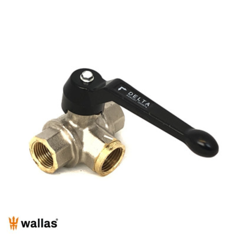 Vanne 3 voies femelle 1/2" en laiton nickelé