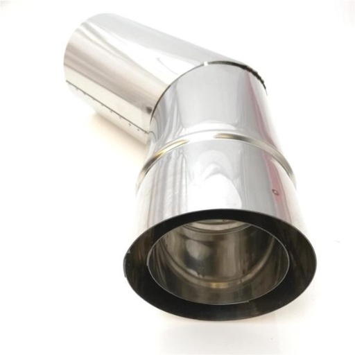 [21292] Tuyau à double paroi isolante en acier inoxydable incliné 45°